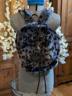 SpiritHoods Slate Leopard Faux Fur Backpack